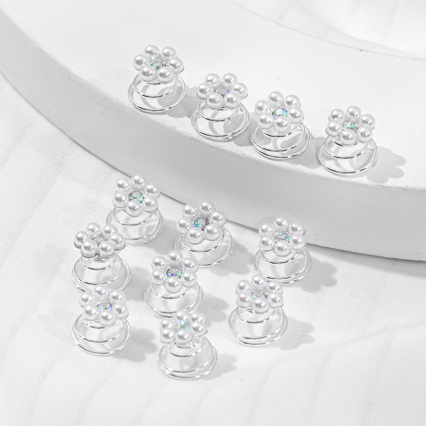 Rhinestone Updo Small Hairclip Bang Clip Barrette Pearl Flower Hair Accessories