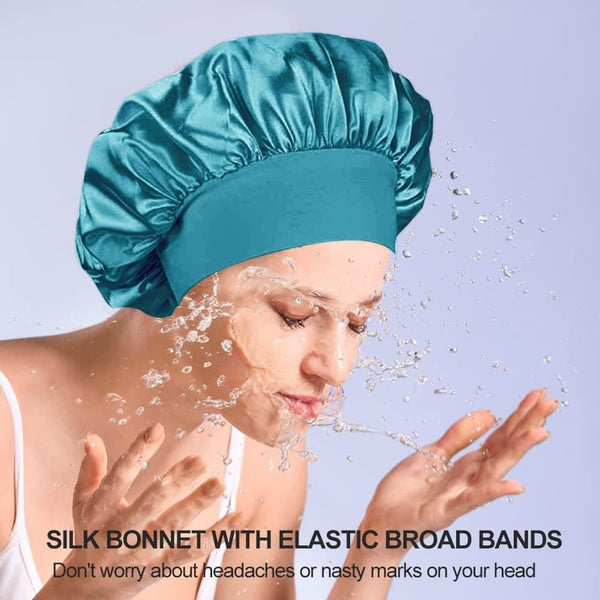 Wide-brimmed High Elastic Headscarf Beauty Salon Shower Cap Care Satin Nightcap