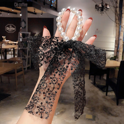 Fairy Lace Bow Pearl Hair Tie