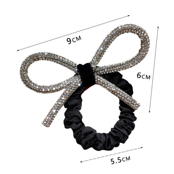 Shiny Diamond-studded Bow Hair Tie