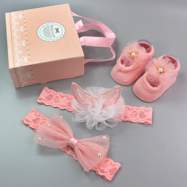 Korean Baby Hair Band Socks Set Baby Bow Hair Band 100 Days Old And One Year Old Banquet European And American