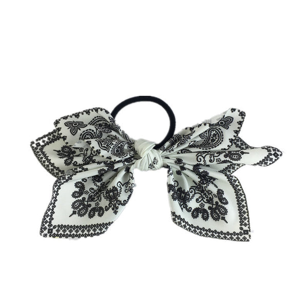 Vintage Printed Bow Hair Rope Women's Hair Tie