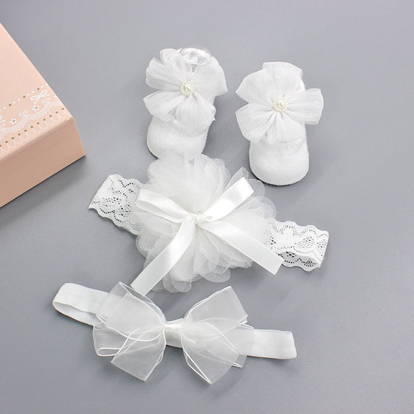 Korean Baby Hair Band Socks Set Baby Bow Hair Band 100 Days Old And One Year Old Banquet European And American