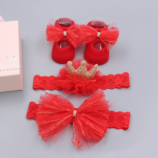 Korean Baby Hair Band Socks Set Baby Bow Hair Band 100 Days Old And One Year Old Banquet European And American