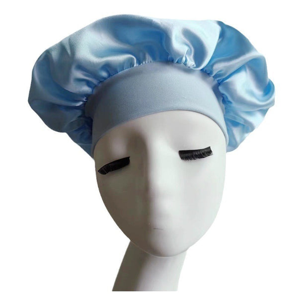 Wide-brimmed High Elastic Headscarf Beauty Salon Shower Cap Care Satin Nightcap