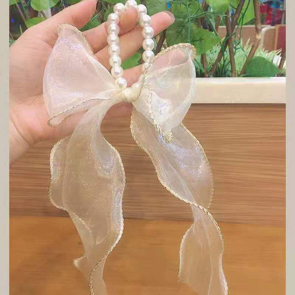 Fairy Lace Bow Pearl Hair Tie