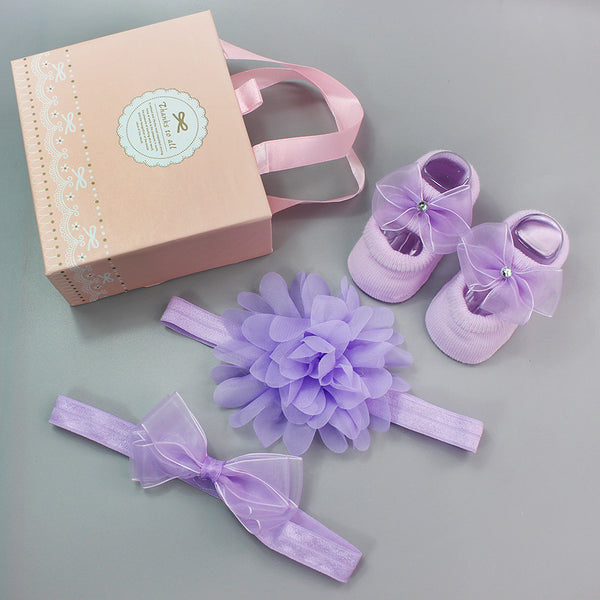Korean Baby Hair Band Socks Set Baby Bow Hair Band 100 Days Old And One Year Old Banquet European And American