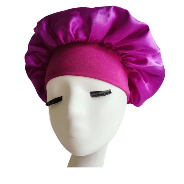 Wide-brimmed High Elastic Headscarf Beauty Salon Shower Cap Care Satin Nightcap