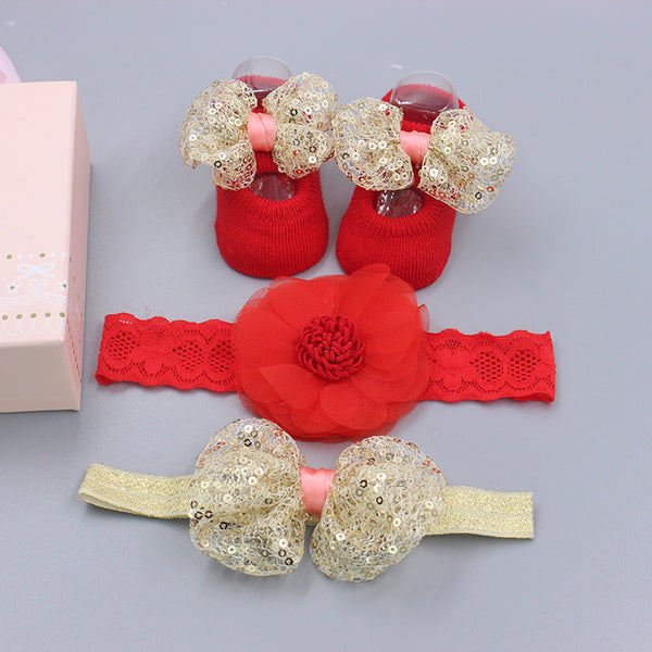 Korean Baby Hair Band Socks Set Baby Bow Hair Band 100 Days Old And One Year Old Banquet European And American