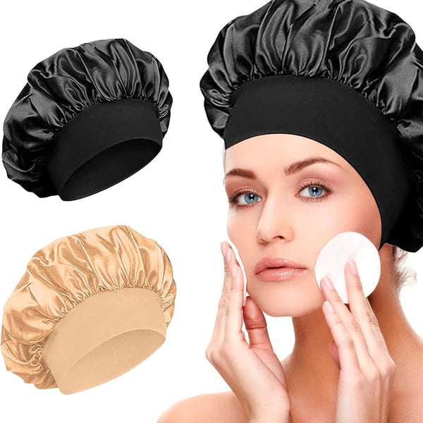 Wide-brimmed High Elastic Headscarf Beauty Salon Shower Cap Care Satin Nightcap