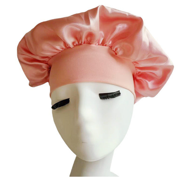Wide-brimmed High Elastic Headscarf Beauty Salon Shower Cap Care Satin Nightcap