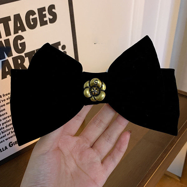 Vintage Velvet Rose Bow Hair Clip